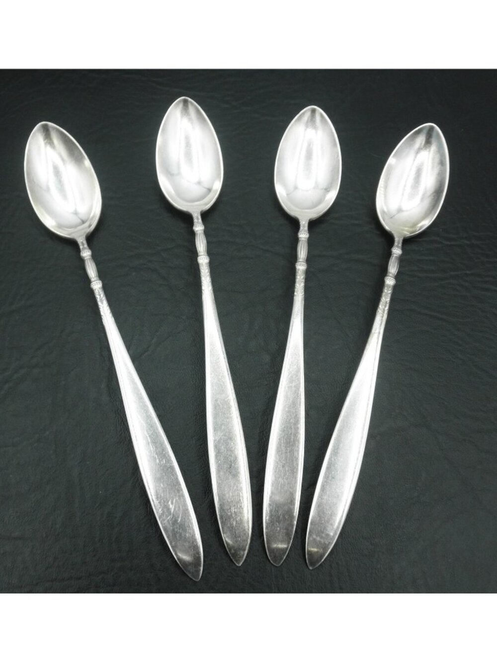 Roger Bros 1847 Queen Ann St. Moritz Ice Tea Spoon Set of 4 Silverplate 1910